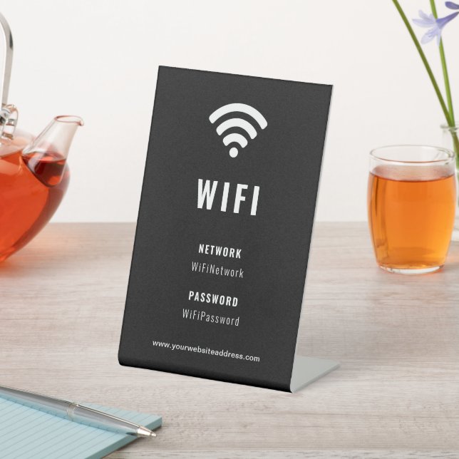 Black And White Business Company Corporate WiFi  Pedestal Sign (In SItu)