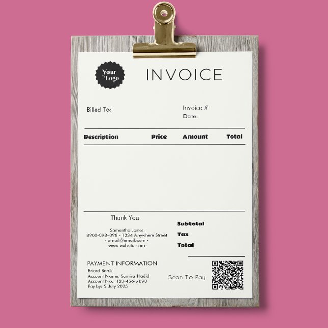 Black And White Business Invoice Sales Receipt  (Modern Invoice Sales Receipt Small Business)