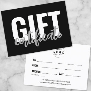 Black And White Business Logo Gift Certificate