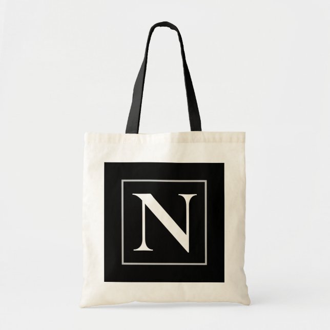 Black and White Business Monogram Tote Bag (Front)