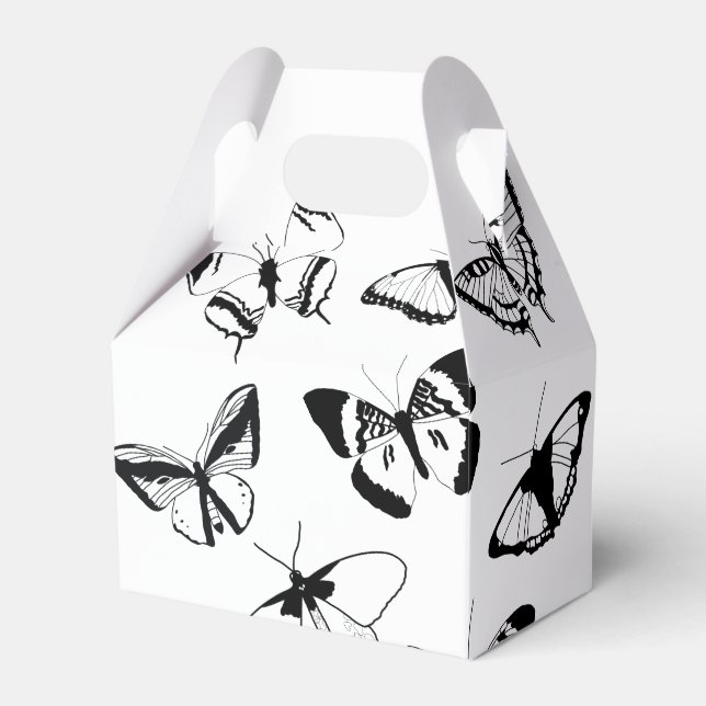 Black and White Butterflies Favor Box (Front Side)