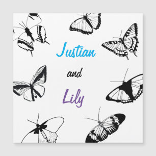 Black and White Butterflies Magnetic Invitation