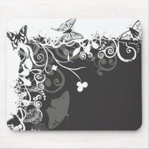 Black and white butterflies Mousepad