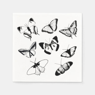 Black and White Butterflies Napkin