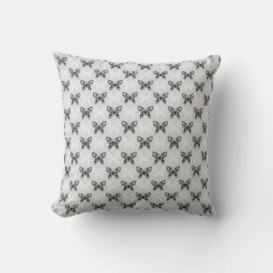 Black and white butterflies throw pillow