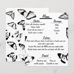 Black and White Butterflies Wedding menu