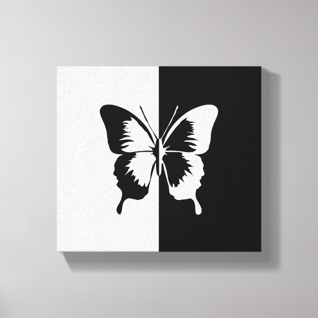 Black and White Butterfly Canvas Print (Front)
