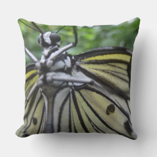 Black and White Butterfly Close Up Throw Pillow