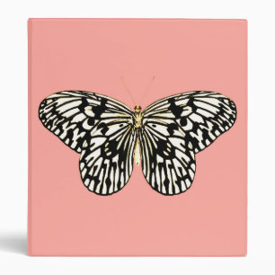 Black and white butterfly,coral pink background binder