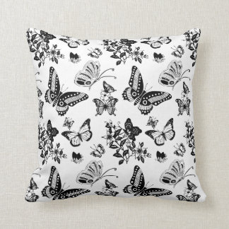 Black and white butterfly design pillow