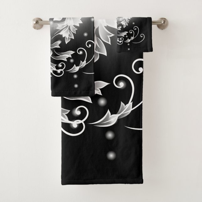 Black And White Butterfly Fantasy Bath Towel Set (Insitu)