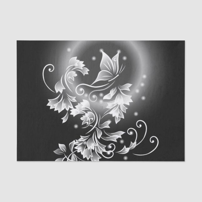 Black And White Butterfly Fantasy Tissue Paper (Front)