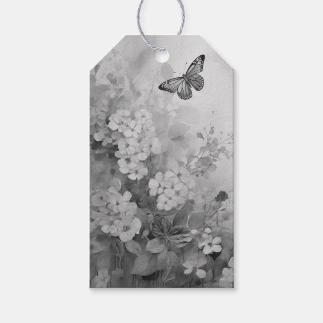 Black and White Butterfly Gift Tags (Front)