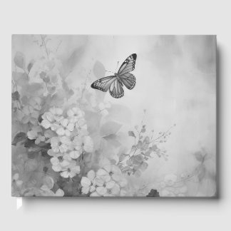 Black and White Butterfly Guest Book