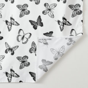 Black and White Butterfly illustration White  Tapestry