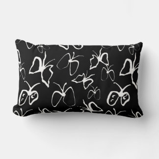 Black and White Butterfly Lumbar Pillow