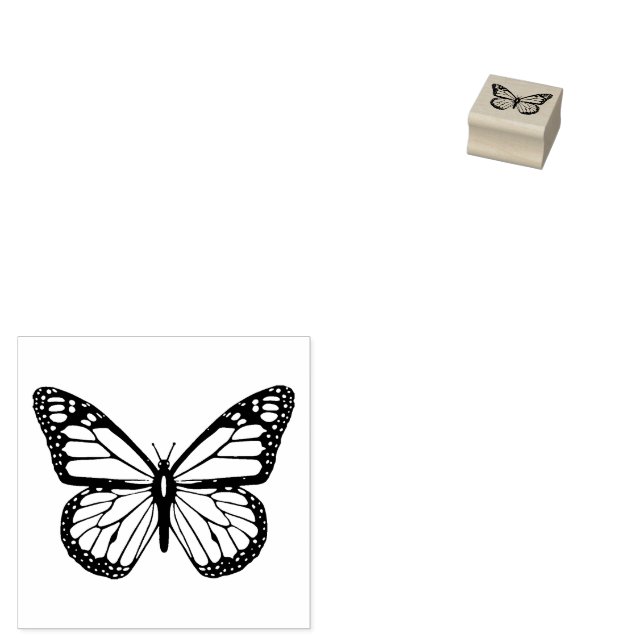 Black and White Butterfly Rubber Stamp (Stamped)