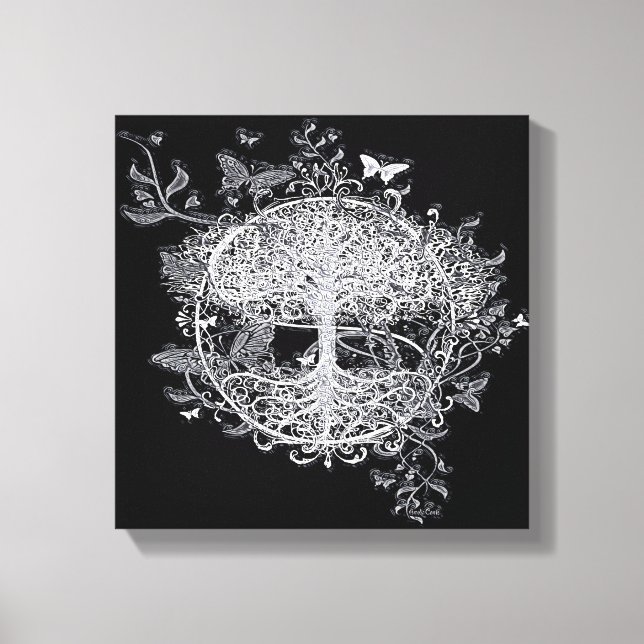 Black and White Butterfly Tree by Amelia Carrie Canvas Print (Front)