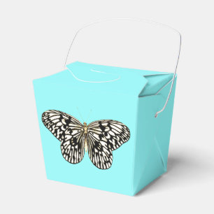 Black and white butterfly, turquoise background favor box