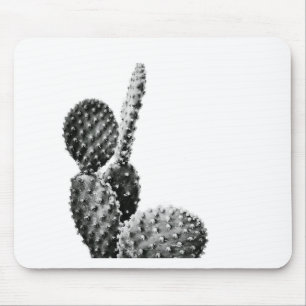Black and White cactus black and blank Mouse Pad