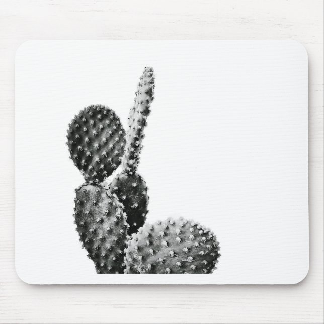 Black and White cactus black and blank Mouse Pad (Front)