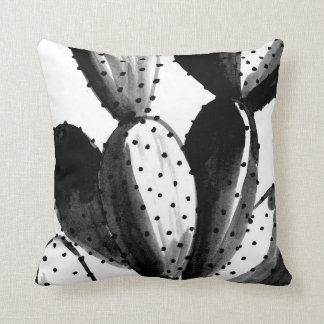 Black and White Cactus Throw Pillow