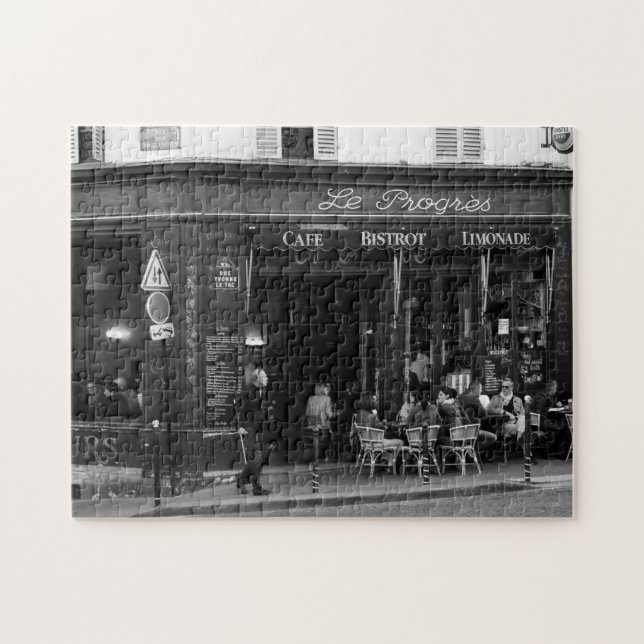 Black and White Cafe in Montmartre, Paris Jigsaw Puzzle (Horizontal)