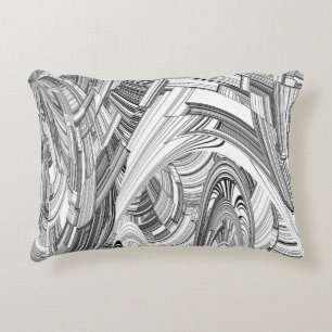 Black and White Calamity Geometric Art Accent Pillow