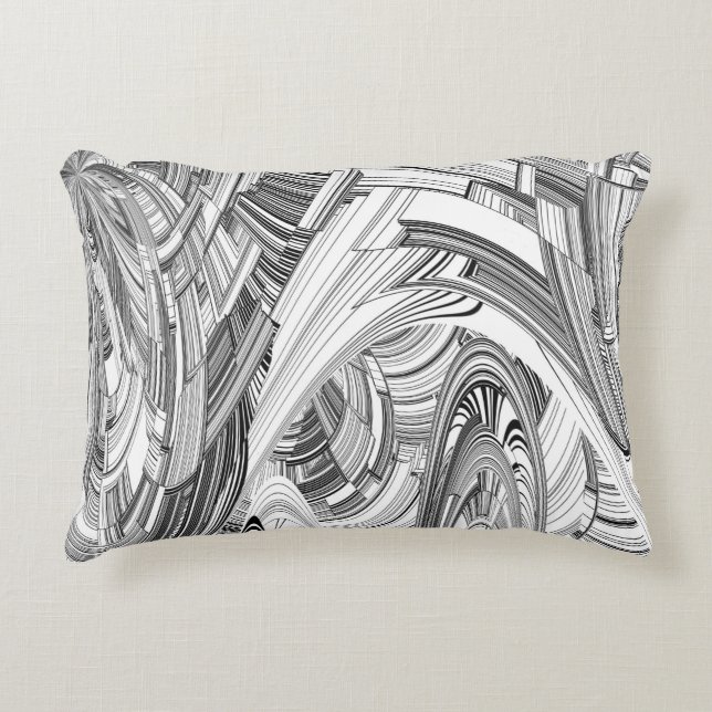 Black and White Calamity Geometric Art Accent Pillow (Front)