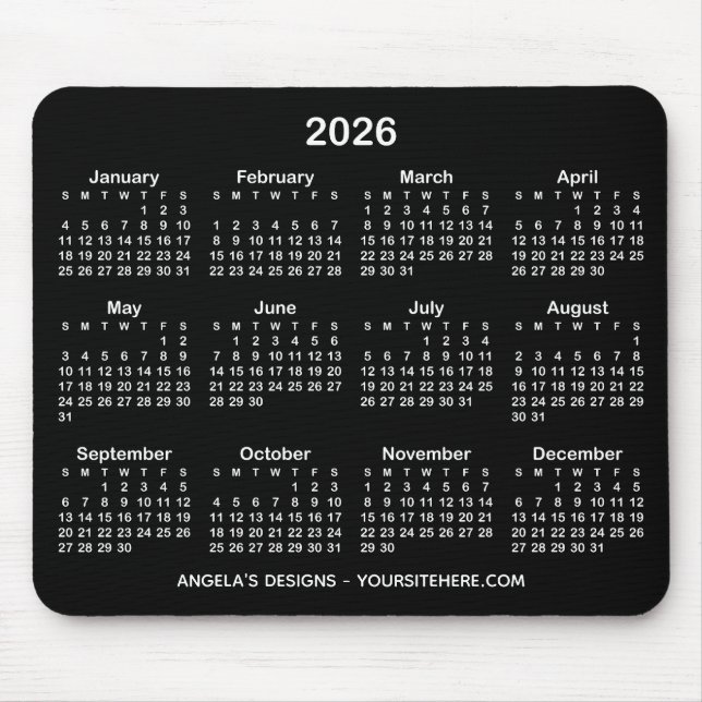 Black and White Calendar Promotional Mouse Pad (Front)