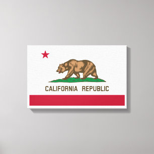 Black and White California Republic Flag Canvas Print