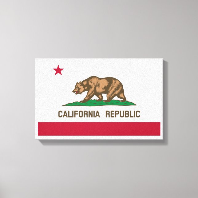 Black and White California Republic Flag Canvas Print (Front)