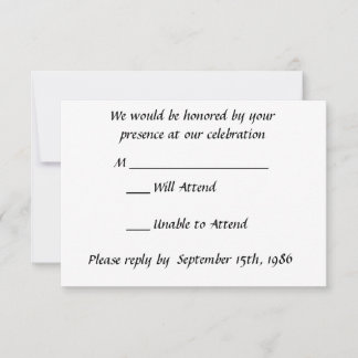 Black and White Calla Lilies RSVP Card