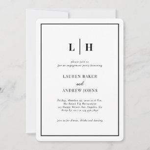 Black And White Calligraphy Engagement Celebration Invitation