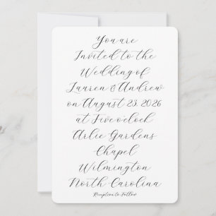 Black and White Calligraphy Script Modern Wedding Invitation