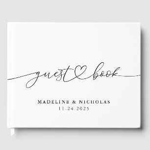 Black And White Calligraphy Simple Modern Wedding Guest Book