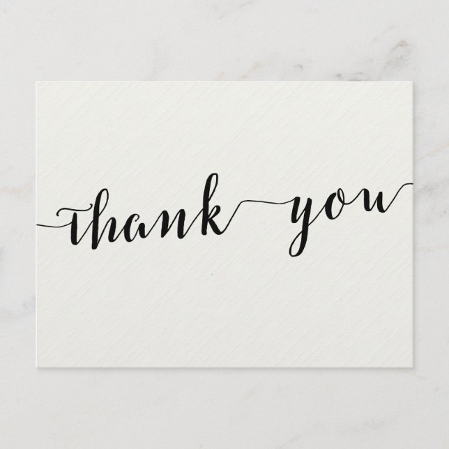 Black And White Calligraphy Thank You Postcards (Front)