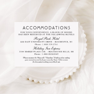 Black and White Calligraphy Wedding Accommodations Enclosure Card