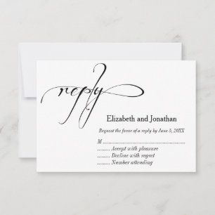 Black and White Calligraphy Wedding Reply Card