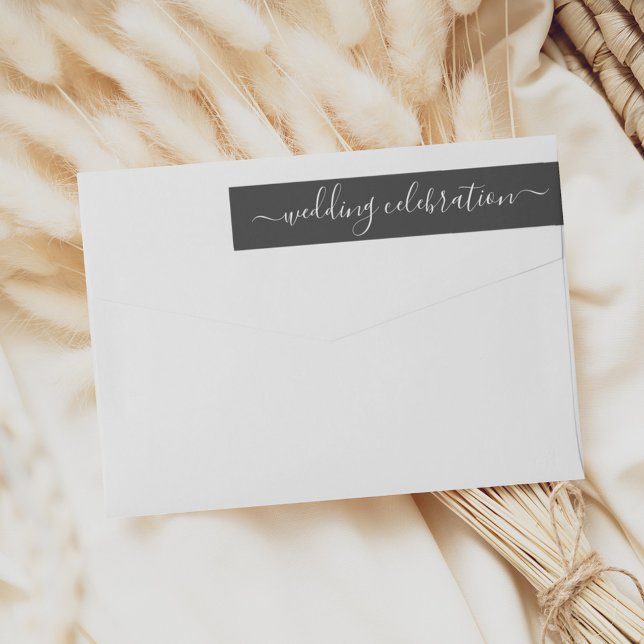 Black and White Calligraphy Wedding Wrap Around Label (Creator Uploaded)