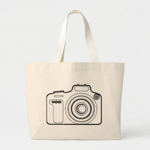 Black and white camera large tote bag