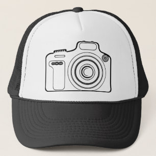 Black and white camera trucker hat