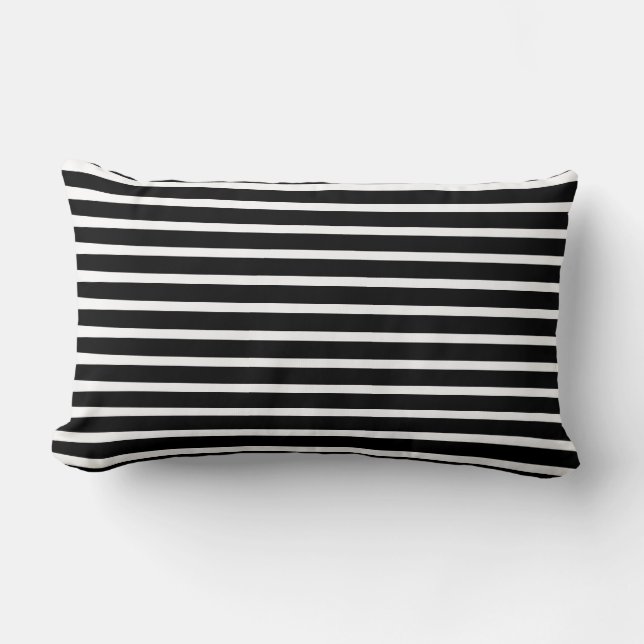 Black And White Camouflage Stripes Patterns Cute Lumbar Pillow (Front)