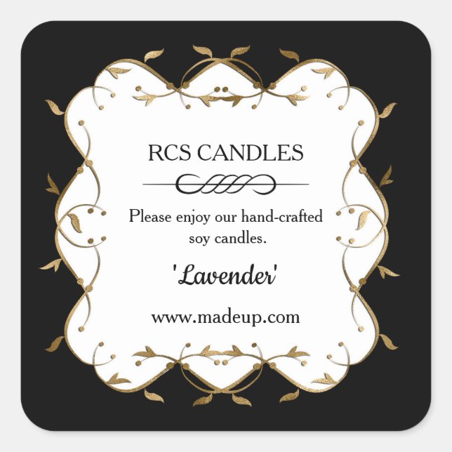 Black and white candle sticker / label (Front)