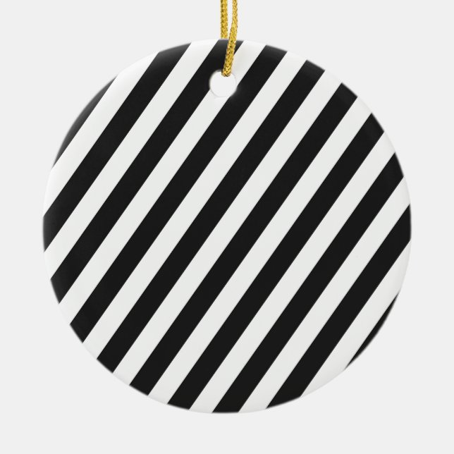 Black and White Candy Stripe Design Ornament (Front)