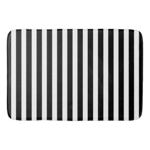 Black and white candy stripes bath mat