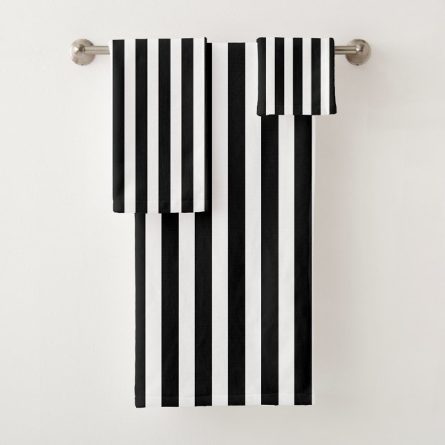 Black and white candy stripes bath towel set (Insitu)