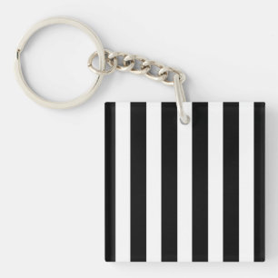 Black and white candy stripes keychain