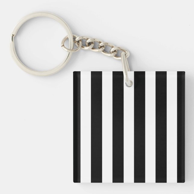 Black and white candy stripes keychain (Front)