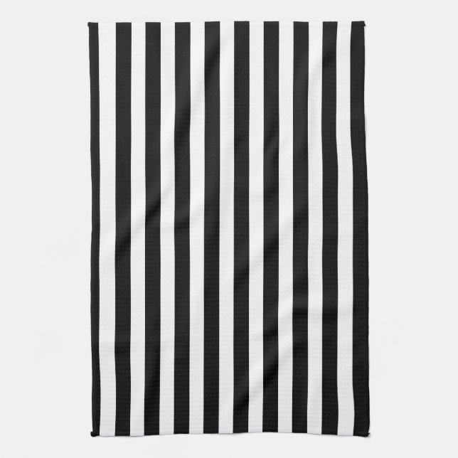 Black and white candy stripes kitchen towel (Vertical)